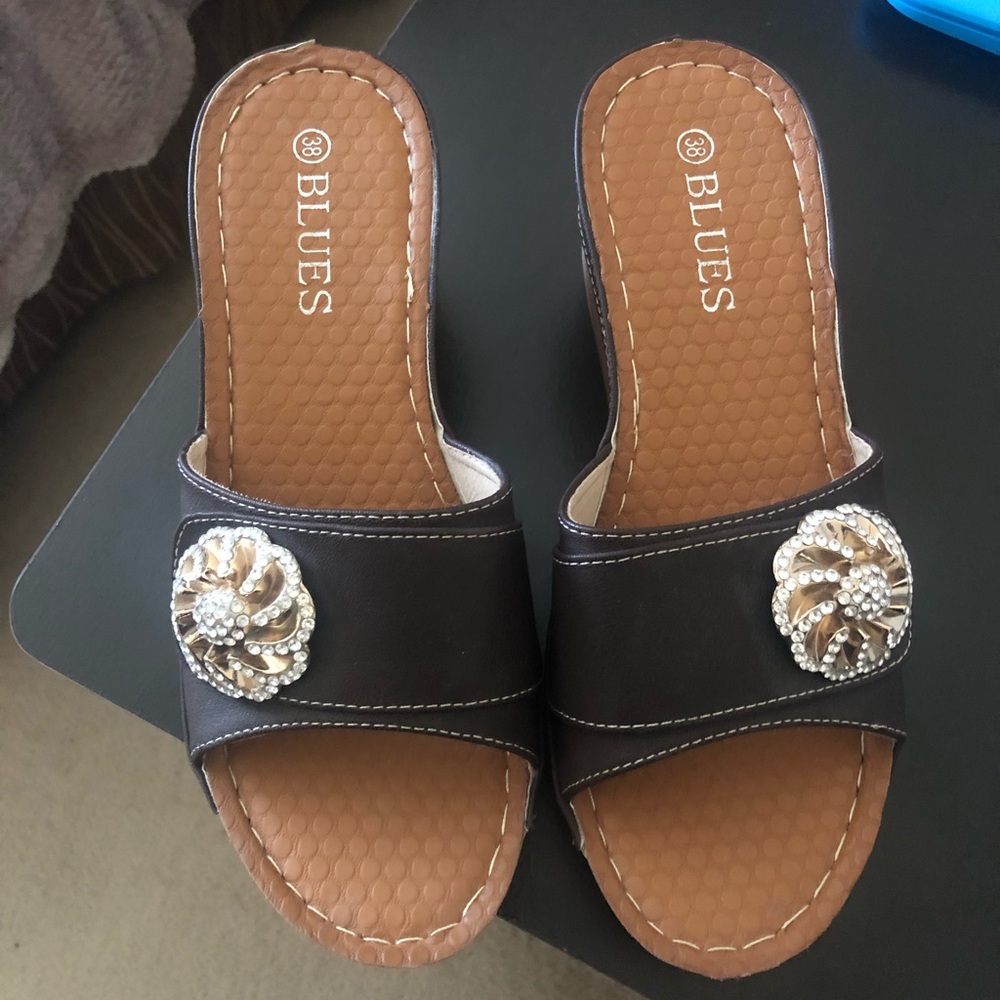 Brown flip-flops